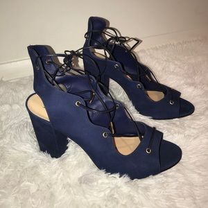 Blue, lace up shoes...